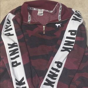 pink red and black camo sweater kinda cropped